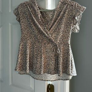 Floral Print Faux Wrap Top